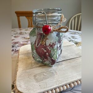 Christmas candy glass jar small 4 x 2 inch